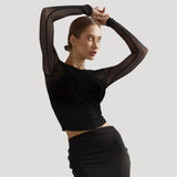 Women's Long Sleeve Wrap Top - Ruched Weave Style