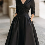 Women's Midi Dress Evening Cocktail Wrap Flare