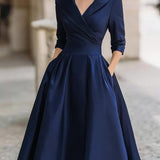 Women's Midi Dress Evening Cocktail Wrap Flare