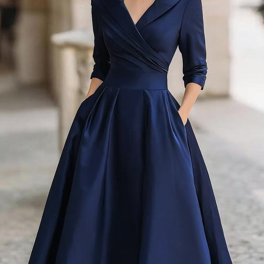 Women's Midi Dress Evening Cocktail Wrap Flare