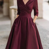 Women's Midi Dress Evening Cocktail Wrap Flare