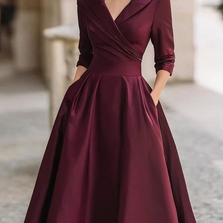 Women's Midi Dress Evening Cocktail Wrap Flare