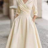 Women's Midi Dress Evening Cocktail Wrap Flare