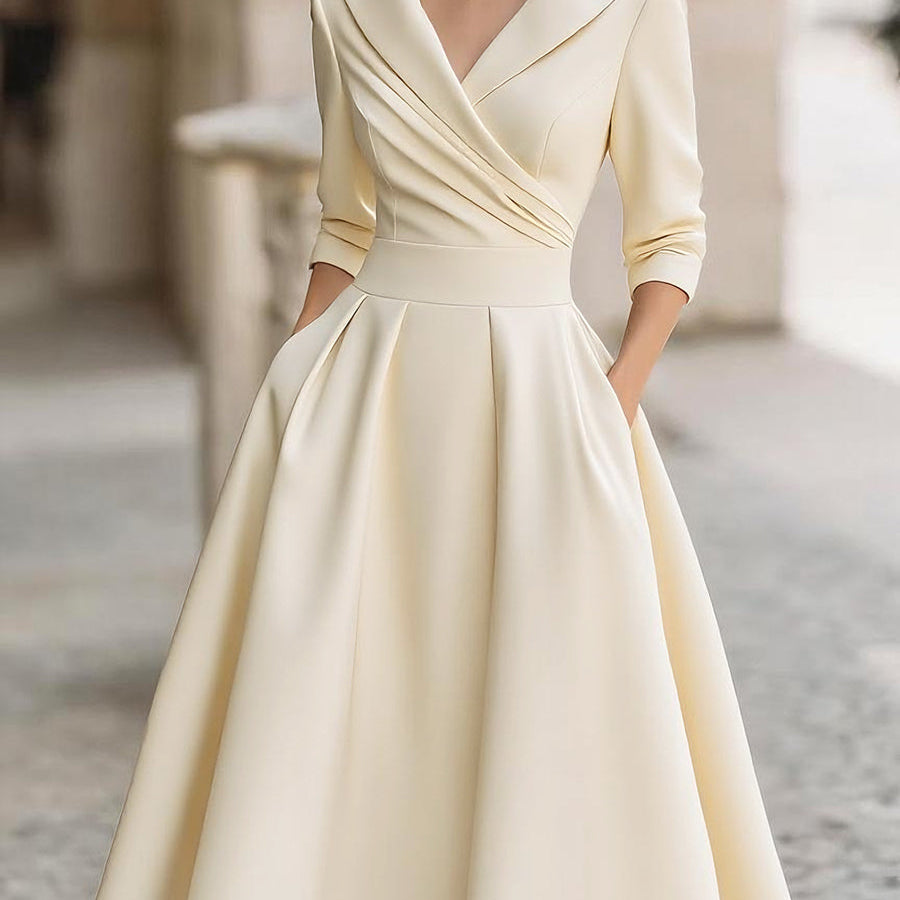 Women's Midi Dress Evening Cocktail Wrap Flare