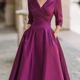 Women's Midi Dress Evening Cocktail Wrap Flare