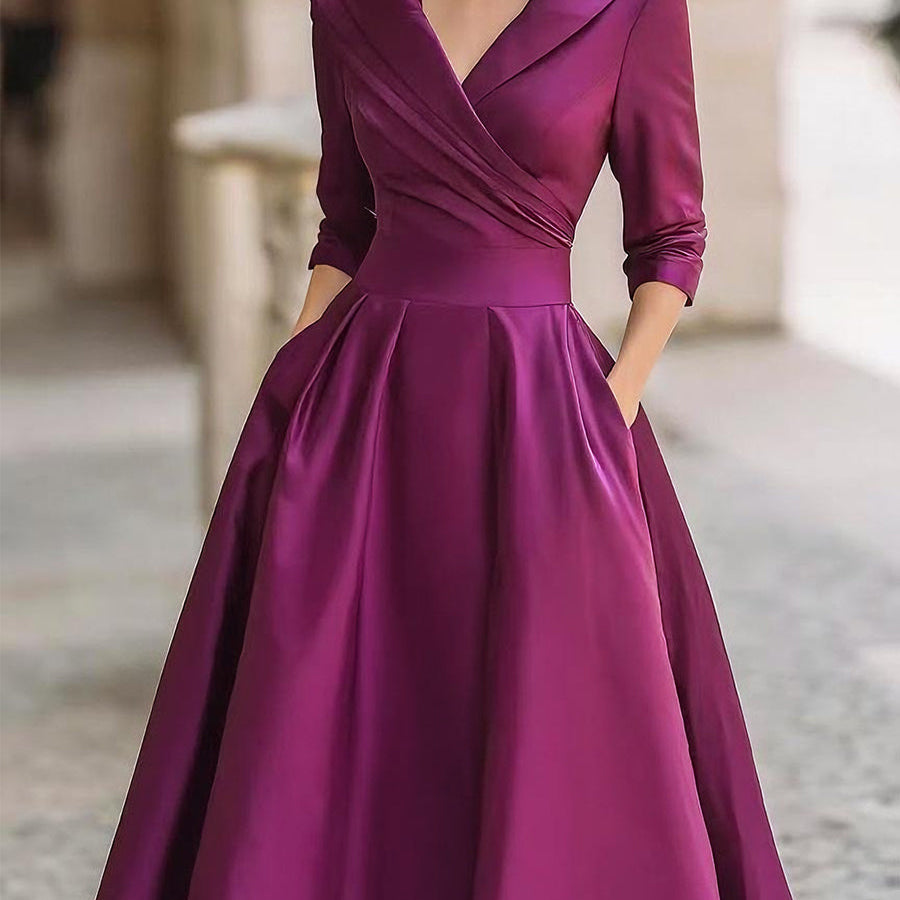Women's Midi Dress Evening Cocktail Wrap Flare