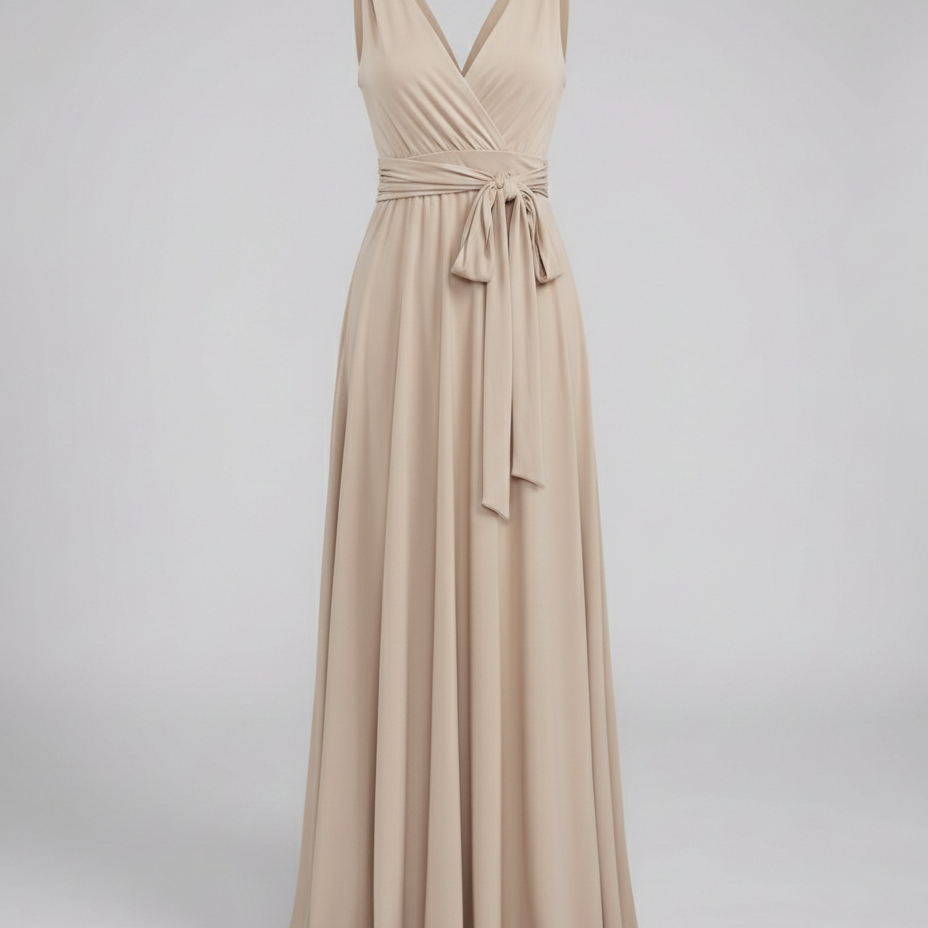 Women's Multiway Wrap Maxi Dress - V-Neck and Versatile Tie Design