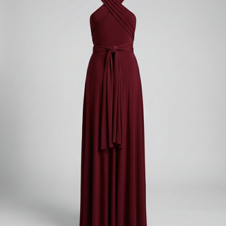 Women's Multiway Wrap Maxi Dress - V-Neck and Versatile Tie Design