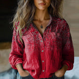 Women's Patterned Blouse Boho Print Vintage Shirt
