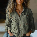 Women's Patterned Blouse Boho Print Vintage Shirt