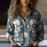 Women's Patterned Blouse Boho Print Vintage Shirt