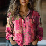 Women's Patterned Blouse Boho Print Vintage Shirt
