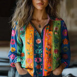 Women's Patterned Blouse Boho Print Vintage Shirt