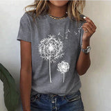 Women’s Round Neck Short Sleeve T-Shirt - Minimalist Print Design
