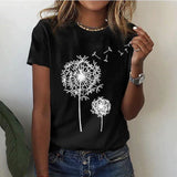Women’s Round Neck Short Sleeve T-Shirt - Minimalist Print Design