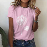Women’s Round Neck Short Sleeve T-Shirt - Minimalist Print Design