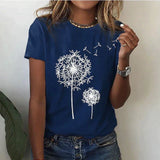 Women’s Round Neck Short Sleeve T-Shirt - Minimalist Print Design