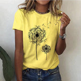 Women’s Round Neck Short Sleeve T-Shirt - Minimalist Print Design