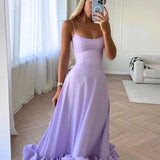 Women's Ruffle Hem Midi Dress Wedding Party Strappy