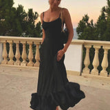 Women's Ruffle Hem Midi Dress Wedding Party Strappy
