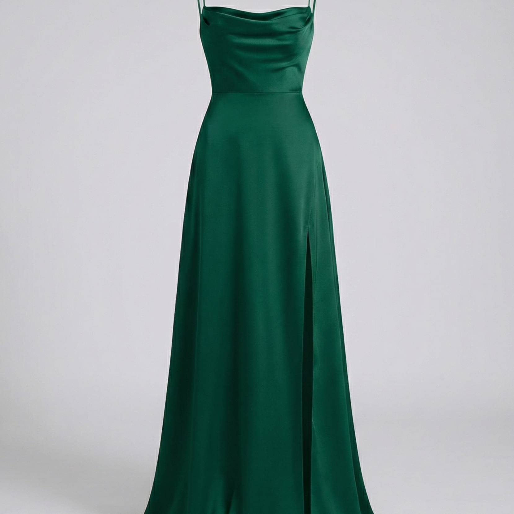 Women's Satin Cowl Neck Maxi Dress - Lace-Up Back and Side Slit amysaint Women's Satin Cowl Neck Maxi Dress - Lace-Up Back and Side Slit amysaint
