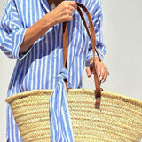 Women's Shirt Midi Dress Striped Button Front