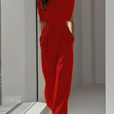 Women's Sleeveless Jumpsuit Elegant Wide Leg