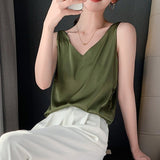 Women's Sleeveless V-Neck Top - Silk Smooth Finish