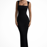Women's Square Neck Bodycon Maxi Dress - Wedding Guest Dress with Wide Straps