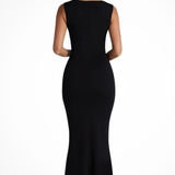 Women's Square Neck Bodycon Maxi Dress - Wedding Guest Dress with Wide Straps
