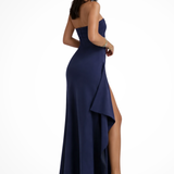 Women's Strapless Maxi Dress - Wedding Guest Dress with Side Thigh Split