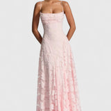Women's Strappy Back Wedding Guest Maxi Dress Textured Fabric