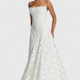 Women's Strappy Back Wedding Guest Maxi Dress Textured Fabric