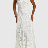 Women's Strappy Back Wedding Guest Maxi Dress Textured Fabric