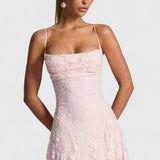 Women's Strappy Back Wedding Guest Maxi Dress Textured Fabric