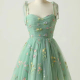 Women's Sleeveless Floral Embroidered Mini Dress - Layered Skirt Style