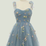 Women's Sleeveless Floral Embroidered Mini Dress - Layered Skirt Style