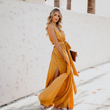 Women’s Tie-Waist Sleeveless Maxi Dress - Wedding Guest Dress with Smooth-Touch Weave