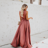 Women’s Tie-Waist Sleeveless Maxi Dress - Wedding Guest Dress with Smooth-Touch Weave