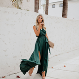 Women’s Tie-Waist Sleeveless Maxi Dress - Wedding Guest Dress with Smooth-Touch Weave