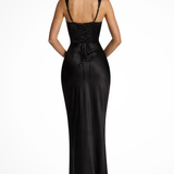 Women's Wedding Guest Maxi Dress - Square Neck and Scarf Detail