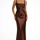 Women's Wedding Guest Maxi Dress - Square Neck and Scarf Detail