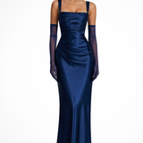 Women's Wedding Guest Maxi Dress - Square Neck and Scarf Detail