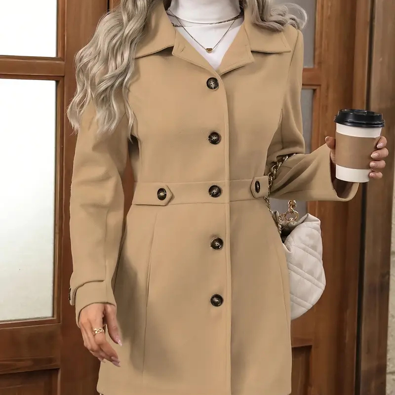 Wool Blend Long Coat for Women