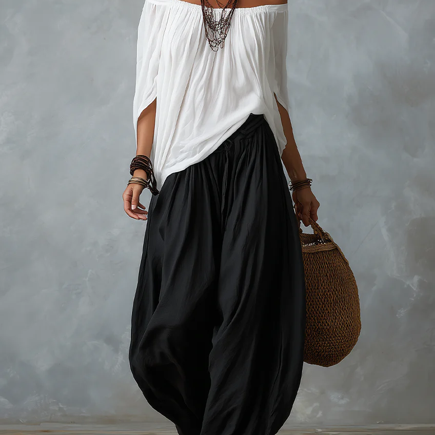 Off-Shoulder Wide-Leg Two-Piece Set for Women