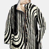 Casual Quilted Jacket with Abstract Geometric Design