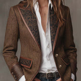 Women's Herringbone Printed Panel Blazer
