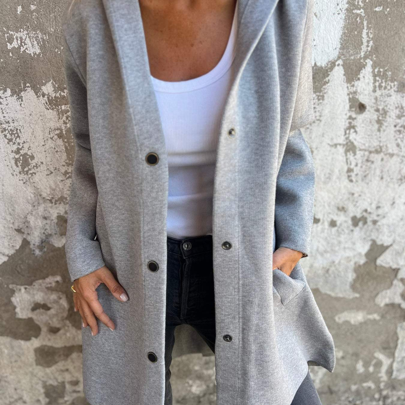 Knitted Hooded Cardigan for Women