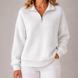 Quilted Quarter-Zip Sweater