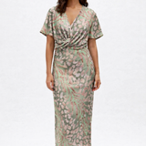Amelia Breathable Flattering Ruched Midi Wedding Guest Dress